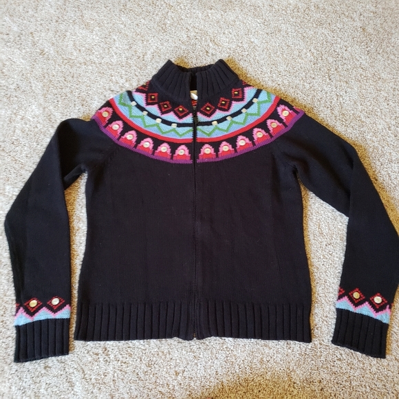 Northern Isles Fair Isles Zip Up Mock Neck Sweater - Picture 1 of 8
